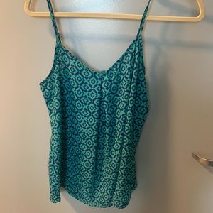 Green and blue spaghetti strap top